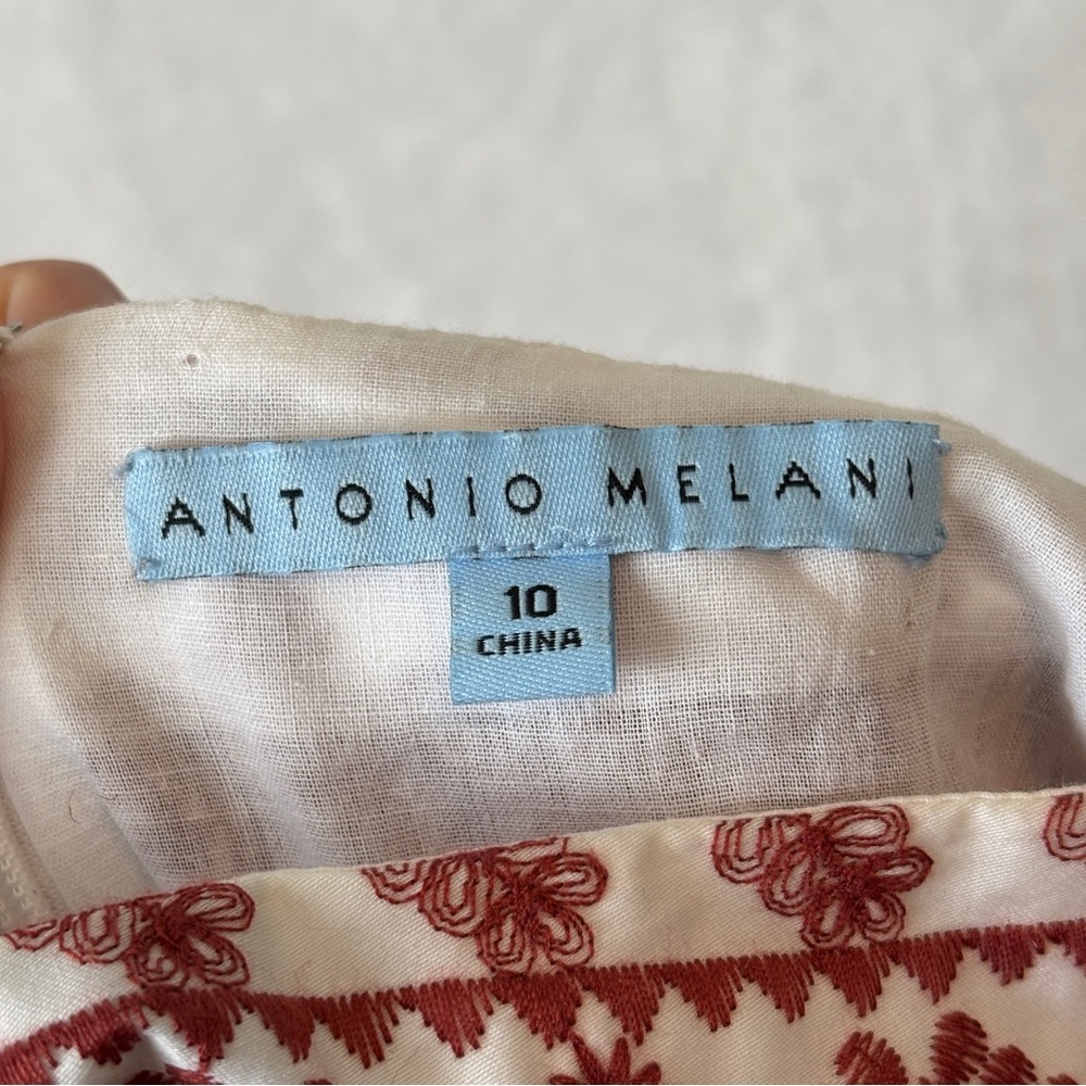 Antonio Melani white brown embroidered Dress size 10 - Picture 9 of 9